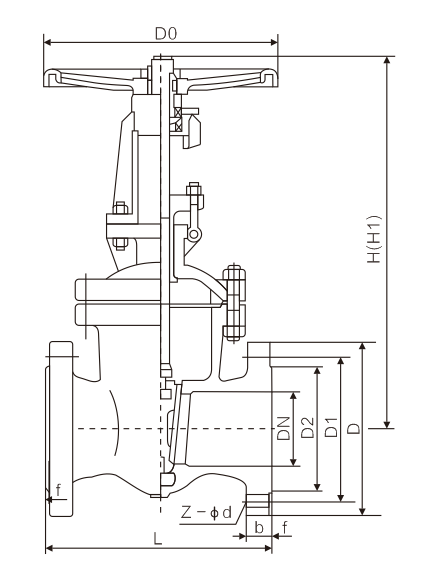 不锈钢楔式法兰闸阀(图1)